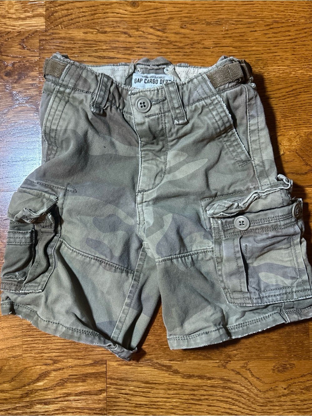 Vintage Y2K Gap Baby Boy 3Y Camouflage Shorts Pull On Olive Green Heavy Thick